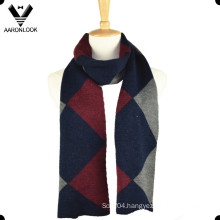 Fashion Mens Woolen Diamond Knitting Pattern Scarf